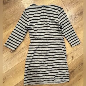 Old Navy 3/4 length sleeved striped gray and black dress